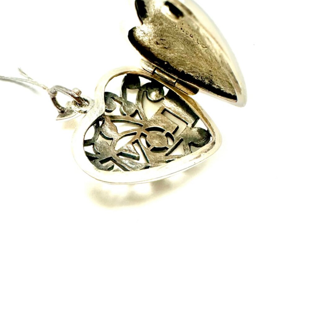 Sterling Silver Vintage Heart Locket with Marcasite Stamped 925